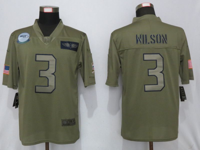 Men Seattle Seahawks #3 Wilson Nike Camo 2019 Salute to Service Limited NFL Jerseys